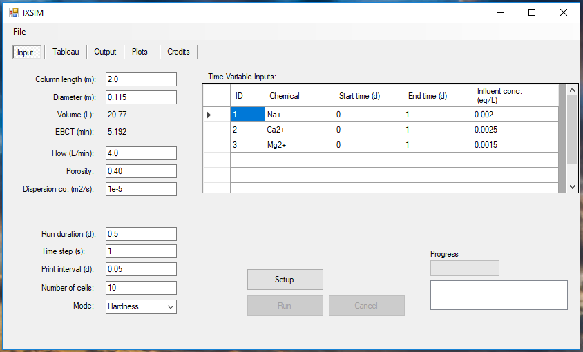 Screenshot of IXSIM software.